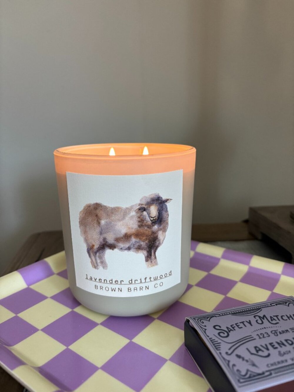 Brown Barn Co Counting Sheep Candle Lavender Driftwood Soy Wax Farmhouse Gift